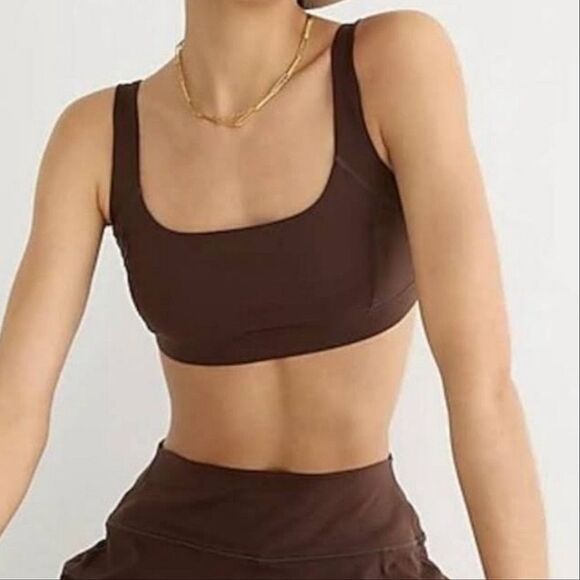 New J Crew CloudStretch Scoopneck Brown Sports Bra 3X - Picture 1 of 12